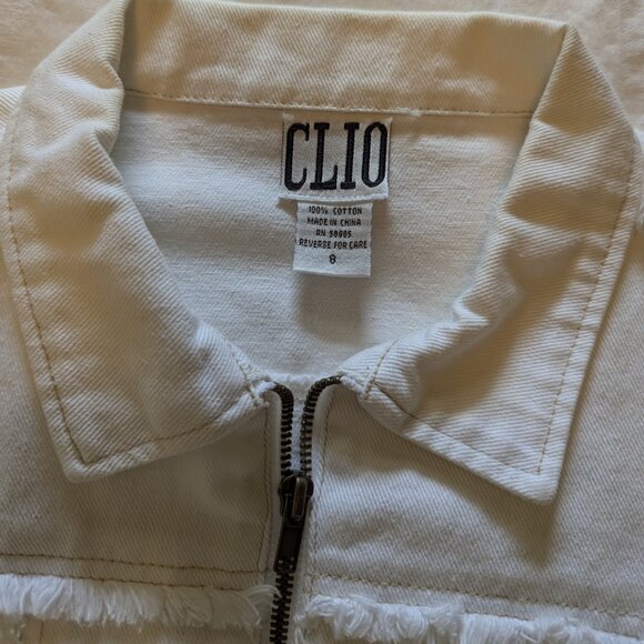 CLIO White Denim Jacket Size 8. - Picture 7 of 14